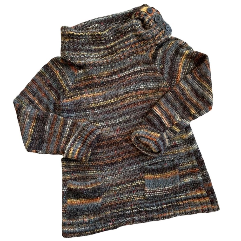 Verve Ami Boho Woven Knit Cowl Neck Sweater